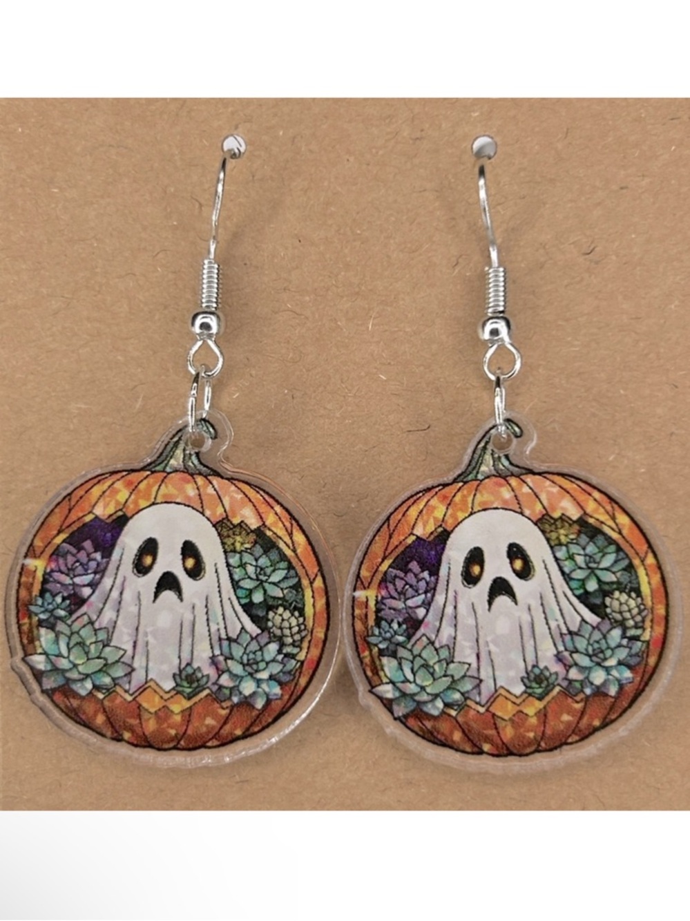 Pumpkin Ghost Halloween Earrings 2D Acrylic Cartoon Fashion Jewelry